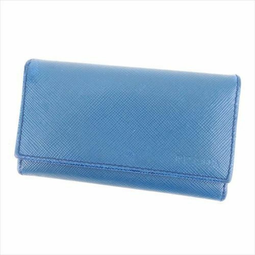 Prada Key case Key holder Blue leather Woman unisex Authentic Used C3524